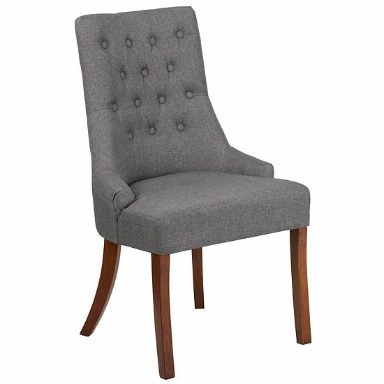 Emma+Oliver Emma and Oliver Gray Fabric Tufted Chair with Curved Mahogany Legs Emma+Oliver Emma And Oliver Gray Fabric Tufted Chair With Curved Mahogany Legs -Emma+Oliver shop unnamed file 4693