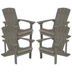 Emma+Oliver Emma And Oliver Set Of 4 Outdoor Gray All-Weather Poly Resin Wood Adirondack Chairs -Emma+Oliver shop unnamed file 47