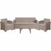 Emma+Oliver Emma And Oliver 4 Piece Outdoor Faux Rattan Chair, Sofa And Table Set In Dark Gray Light Gray