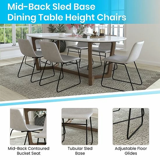 Emma+Oliver Emma And Oliver 18 Inch Indoor Dining Table Chairs, Light Brown LeatherSoft/Black Frame-Set Of 2 Lightgrayblack 3 Emma+Oliver Emma And Oliver 18 Inch Indoor Dining Table Chairs, Light Brown LeatherSoft/Black Frame-Set Of 2 Lightgrayblack - Image 3
