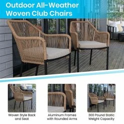 Emma+Oliver Emma And Oliver Talmadge Natural Woven All-Weather Outdoor Two-Piece Club Chair Set With Coordinating Ivory Cushions For Porch, Backyard And Patio Naturalivory -Emma+Oliver shop unnamed file 4714