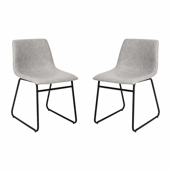 Emma+Oliver Emma And Oliver 18 Inch Indoor Dining Table Chairs, Light Brown LeatherSoft/Black Frame-Set Of 2 Lightgrayblack 6 Emma+Oliver Emma And Oliver 18 Inch Indoor Dining Table Chairs, Light Brown LeatherSoft/Black Frame-Set Of 2 Lightgrayblack - Image 6