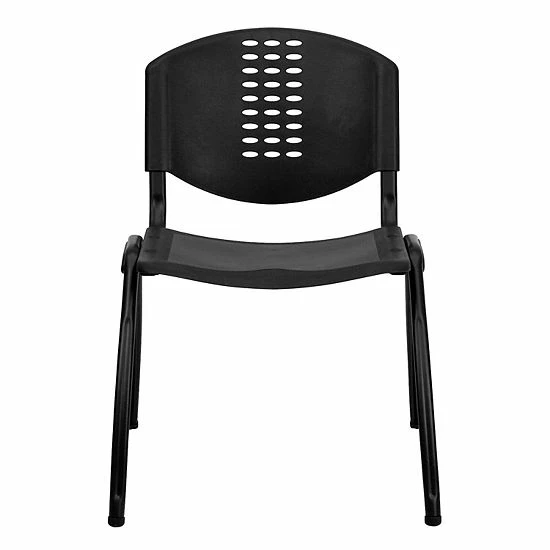 Emma+Oliver Emma And Oliver Black Plastic Office Side Stack Chair With Oval Cutout Back 4 Emma+Oliver Emma And Oliver Black Plastic Office Side Stack Chair With Oval Cutout Back - Image 4