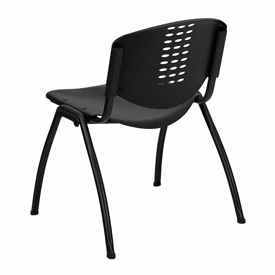 Emma+Oliver Emma And Oliver Black Plastic Office Side Stack Chair With Oval Cutout Back 5 Emma+Oliver Emma And Oliver Black Plastic Office Side Stack Chair With Oval Cutout Back - Image 5