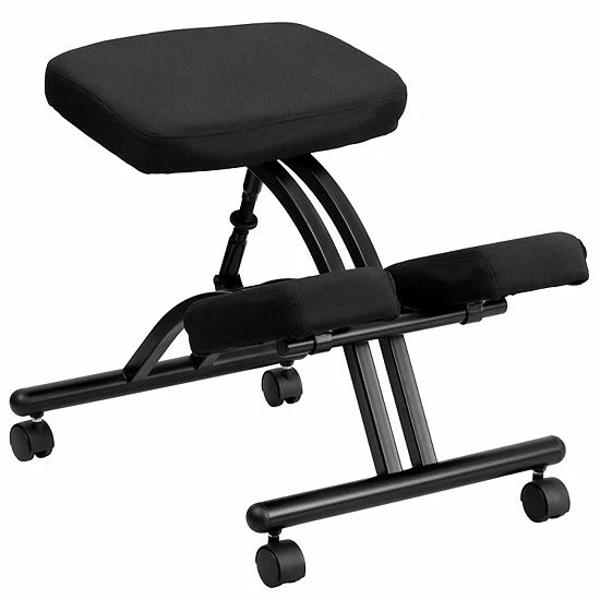 Emma+Oliver Emma And Oliver Mobile Ergonomic Kneeling Office Chair In Black Fabric 1 Emma+Oliver Emma And Oliver Mobile Ergonomic Kneeling Office Chair In Black Fabric