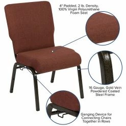 Emma+Oliver Emma And Oliver Stacking Auditorium Chair With 20.5" Seat - Cinnamon Fabric/Gold Vein Frame 2 Emma+Oliver Emma And Oliver Stacking Auditorium Chair With 20.5" Seat - Cinnamon Fabric/Gold Vein Frame -Emma+Oliver shop unnamed file 4759
