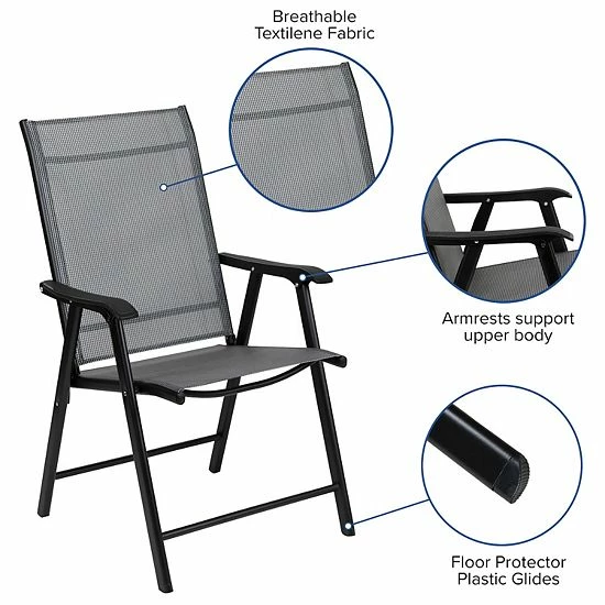 Emma+Oliver Emma and Oliver Black Outdoor Folding Patio Sling Chair / Portable Chair (2 Pack) Emma+Oliver Emma And Oliver Black Outdoor Folding Patio Sling Chair / Portable Chair (2 Pack) -Emma+Oliver shop unnamed file 4770