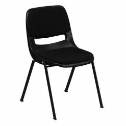 Emma+Oliver Emma And Oliver Black Padded Ergonomic Shell Student Stack Chair - Classroom / Guest Chair