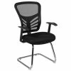 Emma+Oliver Emma And Oliver Black Mesh Side Reception Chair With Chrome Sled Base - Conference Room Chair