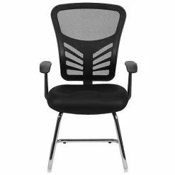 Emma+Oliver Emma And Oliver Black Mesh Side Reception Chair With Chrome Sled Base - Conference Room Chair 3 Emma+Oliver Emma And Oliver Black Mesh Side Reception Chair With Chrome Sled Base - Conference Room Chair -Emma+Oliver shop unnamed file 4781