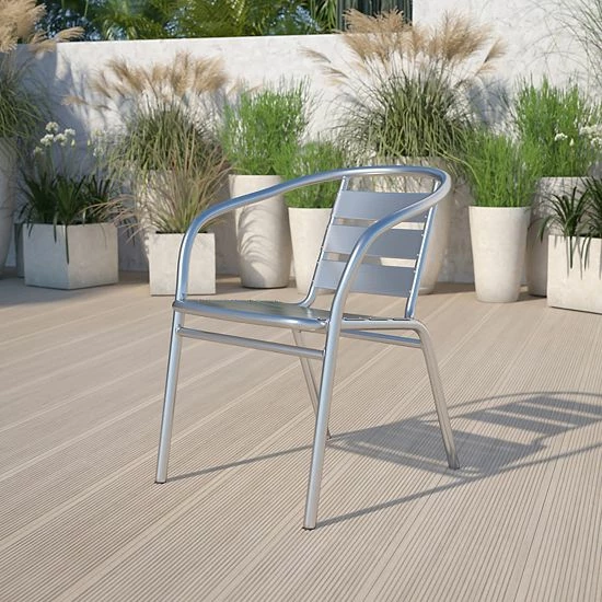 Emma+Oliver Emma And Oliver Heavy Duty Aluminum Indoor-Outdoor Stack Chair W/ Triple Slat Back 2 Emma+Oliver Emma And Oliver Heavy Duty Aluminum Indoor-Outdoor Stack Chair W/ Triple Slat Back - Image 2
