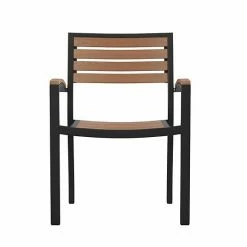 Emma+Oliver Emma And Oliver Set Of 4 Stackable All-Weather Black Aluminum Patio Chairs With Faux Teak Slats -Emma+Oliver shop unnamed file 4792