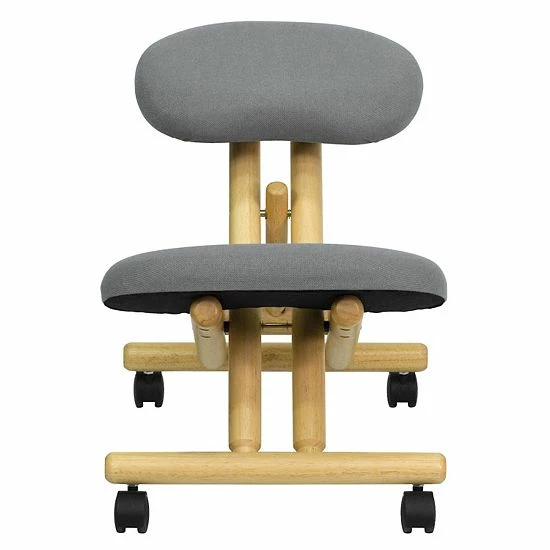 Emma+Oliver Emma And Oliver Mobile Wooden Ergonomic Kneeling Office Chair In Gray Fabric 4 Emma+Oliver Emma And Oliver Mobile Wooden Ergonomic Kneeling Office Chair In Gray Fabric - Image 4