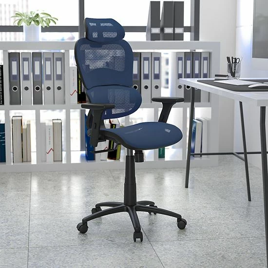 Emma+Oliver Emma and Oliver Ergonomic Black Mesh Office Chair-Synchro-Tilt, Headrest, Adjustable Pivot Arms Emma+Oliver Emma And Oliver Ergonomic Black Mesh Office Chair-Synchro-Tilt, Headrest, Adjustable Pivot Arms -Emma+Oliver shop unnamed file 484