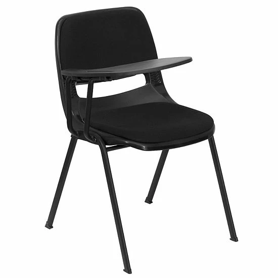 Emma+Oliver Emma And Oliver Black Padded Ergonomic Shell Chair With Left Handed Flip-Up Tablet Arm Desk 1 Emma+Oliver Emma And Oliver Black Padded Ergonomic Shell Chair With Left Handed Flip-Up Tablet Arm Desk