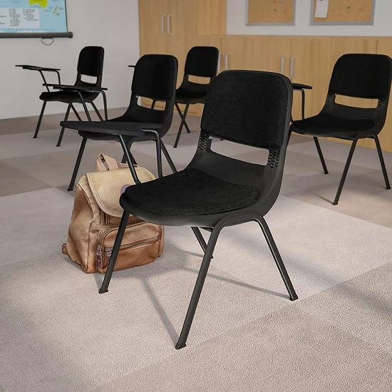 Emma+Oliver Emma And Oliver Black Padded Ergonomic Shell Chair With Left Handed Flip-Up Tablet Arm Desk 2 Emma+Oliver Emma And Oliver Black Padded Ergonomic Shell Chair With Left Handed Flip-Up Tablet Arm Desk - Image 2