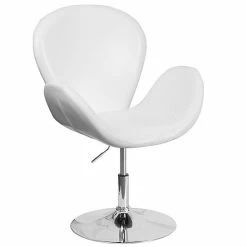 Emma+Oliver Emma And Oliver White LeatherSoft Side Reception Chair With Adjustable Height Seat