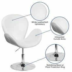 Emma+Oliver Emma And Oliver White LeatherSoft Side Reception Chair With Adjustable Height Seat -Emma+Oliver shop unnamed file 4847