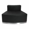 Emma+Oliver Emma And Oliver White LeatherSoft Convex Chair With Brushed Stainless Steel Base Black