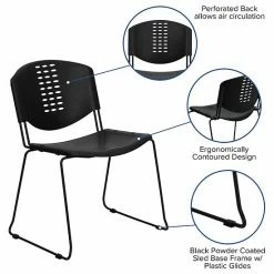 Emma+Oliver Emma And Oliver 400 Lb. Capacity Black Plastic Stack Office Side Chair -Emma+Oliver shop unnamed file 4880