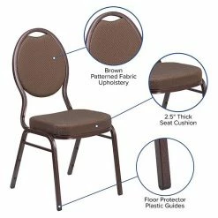 Emma+Oliver Emma And Oliver Teardrop Back Banquet Chair, Brown Fabric/Copper Vein Frame Burgundyfabgold -Emma+Oliver shop unnamed file 4885