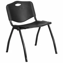 Emma+Oliver Emma And Oliver 880 Lb. Capacity Black Plastic Stack Office Side Chair