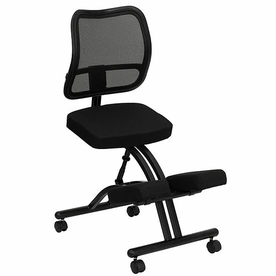 Emma+Oliver Emma And Oliver Mobile Ergonomic Kneeling Office Chair With Black Mesh Back 1 Emma+Oliver Emma And Oliver Mobile Ergonomic Kneeling Office Chair With Black Mesh Back