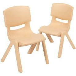 Emma+Oliver Emma And Oliver 2 Pack Blue Plastic Stackable School Chair With 10.5"H Seat, Preschool Chair Natural -Emma+Oliver shop unnamed file 4904