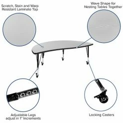 Emma+Oliver Emma And Oliver Mobile 86" Oval Wave Activity Table Set-12" Student Stack Chairs, Grey/Black 7 Emma+Oliver Emma And Oliver Mobile 86" Oval Wave Activity Table Set-12" Student Stack Chairs, Grey/Black -Emma+Oliver shop unnamed file 4912