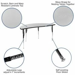 Emma+Oliver Emma And Oliver 86" Oval Wave Activity Table Set With 16" Student Stack Chairs, Grey/Black 7 Emma+Oliver Emma And Oliver 86" Oval Wave Activity Table Set With 16" Student Stack Chairs, Grey/Black -Emma+Oliver shop unnamed file 4944