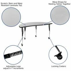 Emma+Oliver Emma And Oliver Mobile 60" Circle Wave Activity Table Set-18" Student Stack Chairs, Grey/Black -Emma+Oliver shop unnamed file 4949