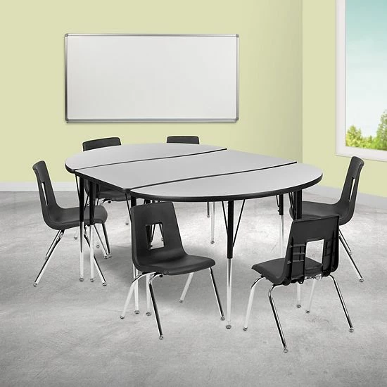 Emma+Oliver Emma and Oliver 76" Oval Wave Activity Table Set with 16" Student Stack Chairs, Grey/Black Oak Emma+Oliver Emma And Oliver 76" Oval Wave Activity Table Set With 16" Student Stack Chairs, Grey/Black Oak -Emma+Oliver shop unnamed file 4971