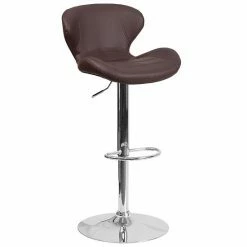 Emma+Oliver Emma And Oliver Red Vinyl Adjustable Height Curved Back Barstool -Emma+Oliver shop unnamed file 5