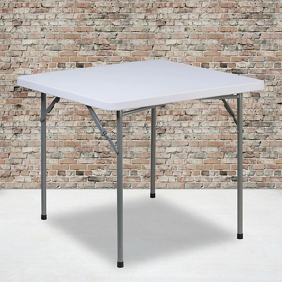 Emma+Oliver Emma And Oliver 2.81-Foot Square Granite White Plastic Folding Table - Card Table/Game Table 2 Emma+Oliver Emma And Oliver 2.81-Foot Square Granite White Plastic Folding Table - Card Table/Game Table - Image 2