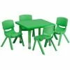 Emma+Oliver Emma And Oliver 24" Square Green Plastic Adjustable Activity Table Set-4 Chairs