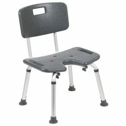 Emma+Oliver Emma And Oliver Tool-Free 300 Lb. Capacity, U-Shaped Adjustable Gray Bath & Shower Chair