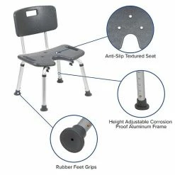 Emma+Oliver Emma And Oliver Tool-Free 300 Lb. Capacity, U-Shaped Adjustable Gray Bath & Shower Chair 2 Emma+Oliver Emma And Oliver Tool-Free 300 Lb. Capacity, U-Shaped Adjustable Gray Bath & Shower Chair -Emma+Oliver shop unnamed file 5008