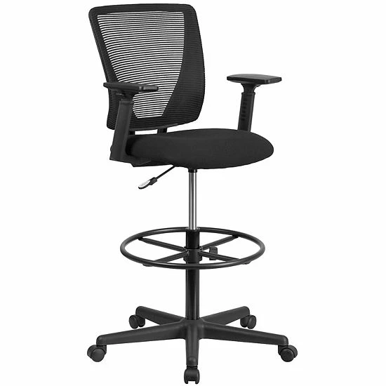 Emma+Oliver Emma And Oliver Ergonomic Mid-Back Mesh Drafting Chair With Adjustable Foot Ring And Arms 1 Emma+Oliver Emma And Oliver Ergonomic Mid-Back Mesh Drafting Chair With Adjustable Foot Ring And Arms