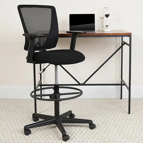 Emma+Oliver Emma And Oliver Ergonomic Mid-Back Mesh Drafting Chair With Adjustable Foot Ring And Arms 2 Emma+Oliver Emma And Oliver Ergonomic Mid-Back Mesh Drafting Chair With Adjustable Foot Ring And Arms - Image 2