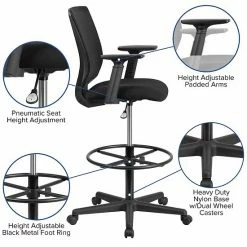 Emma+Oliver Emma And Oliver Ergonomic Mid-Back Mesh Drafting Chair With Adjustable Foot Ring And Arms 7 Emma+Oliver Emma And Oliver Ergonomic Mid-Back Mesh Drafting Chair With Adjustable Foot Ring And Arms -Emma+Oliver shop unnamed file 5013