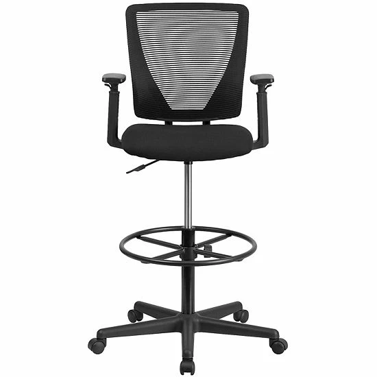 Emma+Oliver Emma And Oliver Ergonomic Mid-Back Mesh Drafting Chair With Adjustable Foot Ring And Arms 4 Emma+Oliver Emma And Oliver Ergonomic Mid-Back Mesh Drafting Chair With Adjustable Foot Ring And Arms - Image 4