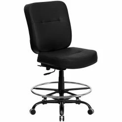 Emma+Oliver Emma And Oliver 400 Lb. Big & Tall High Back Black Fabric Rectangle Back Ergonomic Draft Chair Black Leathersoft