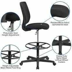 Emma+Oliver Emma And Oliver Ergonomic Mid-Back Black Mesh Drafting Chair With Adjustable Foot Ring 7 Emma+Oliver Emma And Oliver Ergonomic Mid-Back Black Mesh Drafting Chair With Adjustable Foot Ring -Emma+Oliver shop unnamed file 5029