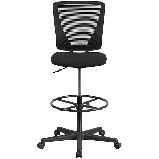 Emma+Oliver Emma And Oliver Ergonomic Mid-Back Black Mesh Drafting Chair With Adjustable Foot Ring 4 Emma+Oliver Emma And Oliver Ergonomic Mid-Back Black Mesh Drafting Chair With Adjustable Foot Ring - Image 4