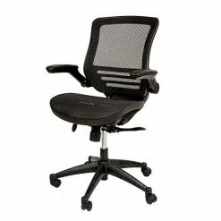 Emma+Oliver Emma And Oliver Black Mid-Back Mesh Executive Office Chair With Black Frame And Flip-Up Arms Blackgraphitesilver