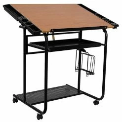 Emma+Oliver Emma And Oliver Adjustable Drawing And Drafting Table With Dual Wheel Casters