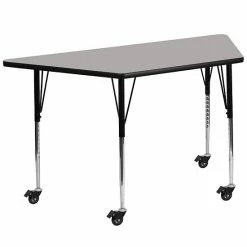 Emma+Oliver Emma And Oliver Mobile Trapezoid Oak HP Laminate Adjustable Activity Table Gray -Emma+Oliver shop unnamed file 5051