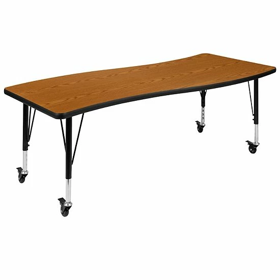 Emma+Oliver Emma And Oliver Mobile 26"W X 60"L Wave Flexible Collaborative Oak Kids Adjustable Activity Table 1 Emma+Oliver Emma And Oliver Mobile 26"W X 60"L Wave Flexible Collaborative Oak Kids Adjustable Activity Table