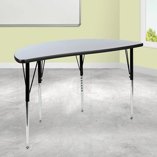 Emma+Oliver Emma And Oliver 47.5" Half Circle Wave Flexible Collaborative Grey Adjustable Height Activity Table 2 Emma+Oliver Emma And Oliver 47.5" Half Circle Wave Flexible Collaborative Grey Adjustable Height Activity Table - Image 2