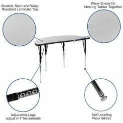 Emma+Oliver Emma And Oliver 47.5" Half Circle Wave Flexible Collaborative Grey Adjustable Height Activity Table 7 Emma+Oliver Emma And Oliver 47.5" Half Circle Wave Flexible Collaborative Grey Adjustable Height Activity Table -Emma+Oliver shop unnamed file 5068